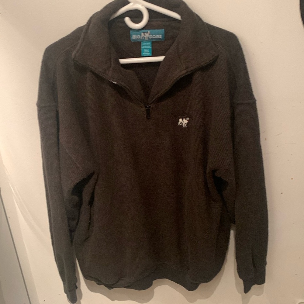 Fantastic Chocolate Brown Big Dogs Heavy Cotton Blend Quarter Zip SZ Medium 💪